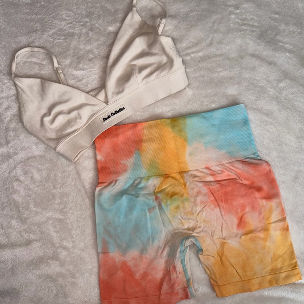 Pastel Pchee Bum Tie Dye Workout/Bike Shorts - Picture 2 of 4
